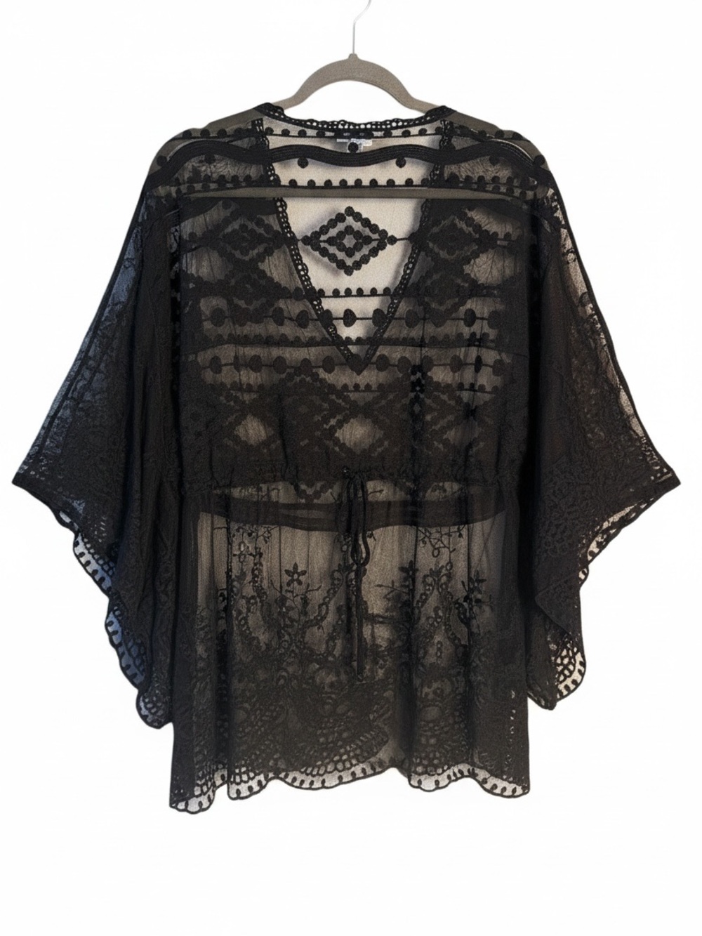 She + Sky Black Mesh Overlay Tunic / Coverup